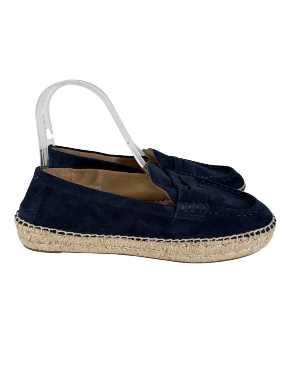 Lauren Ralph Lauren Women 8.5 Navy Blue Suede Luize Espadrille Loafer Flats NWOT